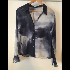 The Limited Black and White Silk Blouse